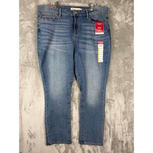 Levi Strauss Signature Mid Rise Straight Leg Jeans Blue Wash Size 18